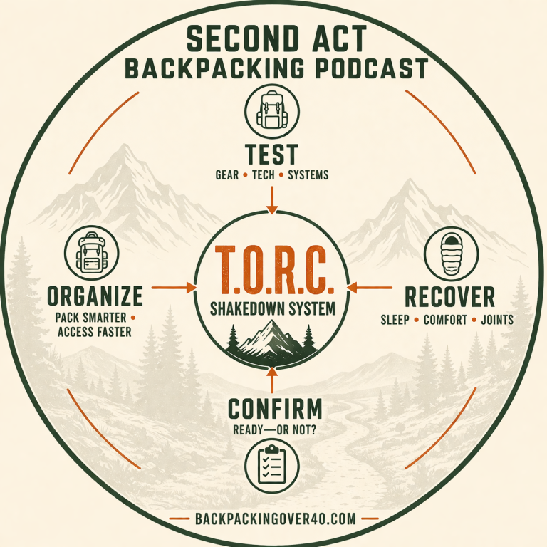 backpacking gear checklist using TORC method test organize recover confirm